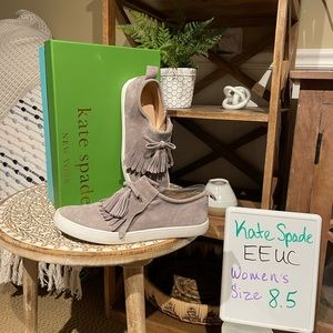 EUC Gray Fringed Kate Spade Slip Ons